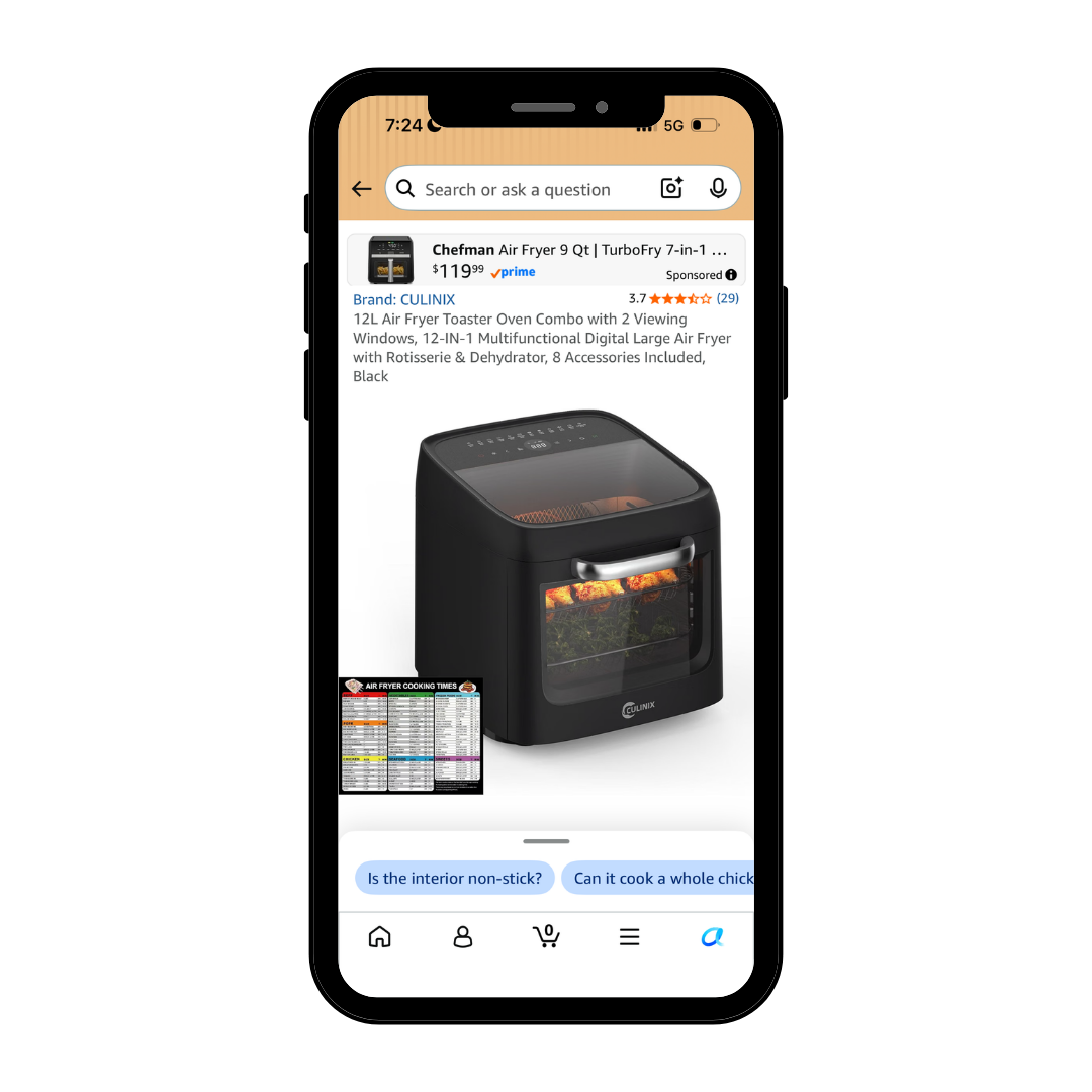 Amazon app product page where a fan completes a purchase from the video